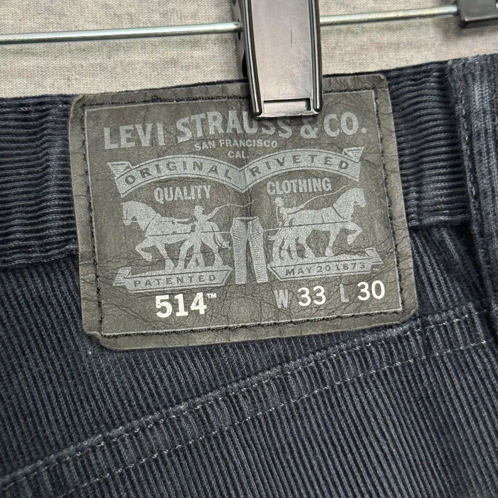 Levi's 514 Corduroy Pants Men's 33x30 Navy Blue‎ Straight Leg Y2K Dark Academia